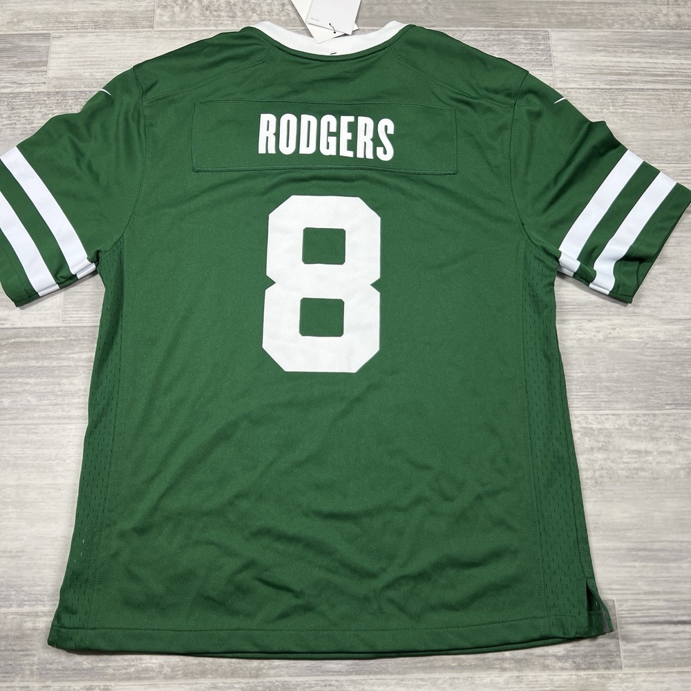 Nike New York Jets Aaron Rodgers #8 NFL Kids Game Jersey Large 14/16 Green NEW